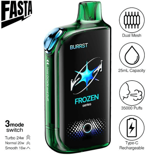 Best Deal Fasta Burrst 35,000 Puffs Disposable Vape 25mL 5 Pack - White Grape Frozen